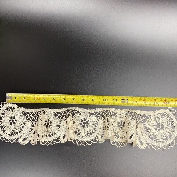 Bobbin Lace Russian Vologda Collar Vintage Linen Ivory - Picture 8 of 9